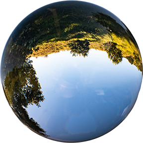 Glass sphere reflecting a world